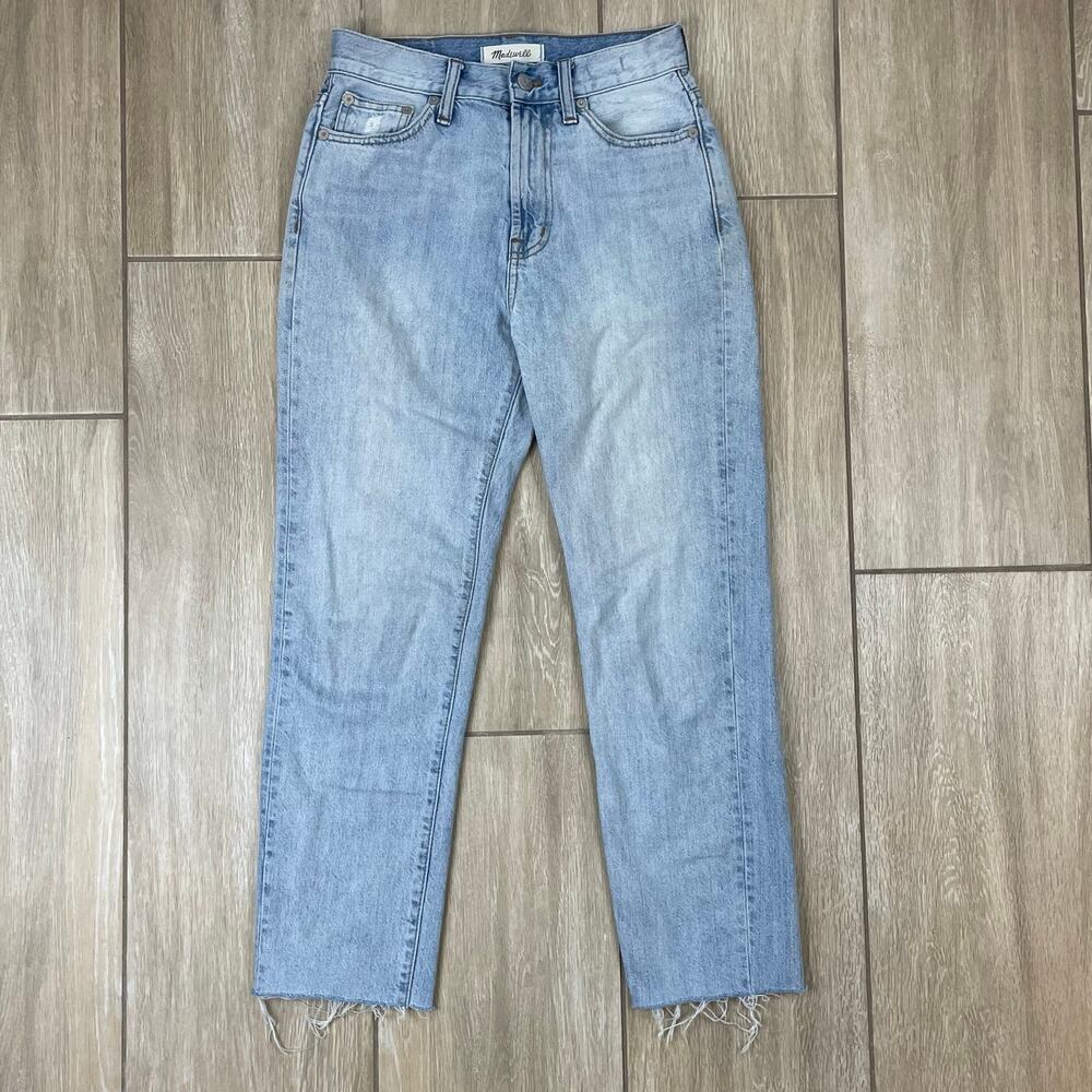 Madewell Perfect Vintage Jeans Womens 25 Fitzgerald Wash High Rise Mom Raw Hem